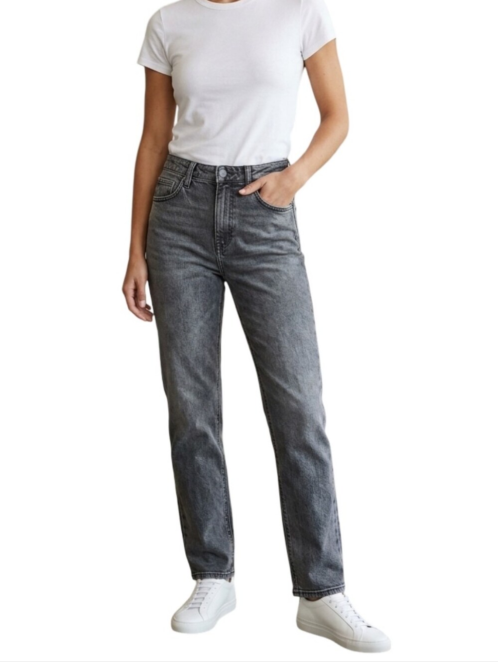 COPPER KEY High Rise Straight Leg Jeans Washed Black Denim Size 1